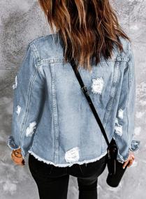 img 3 attached to Womens Boyfriend Washed Denim Jean Coat Jacket Outwear by ROSKIKI: A Trendy Addition to Your Wardrobe