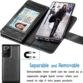 img 2 attached to 📱 Protective Galaxy Note 20 Wallet Case with Card Slots [Black]"