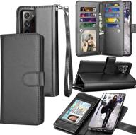 📱 protective galaxy note 20 wallet case with card slots [black]" logo