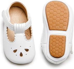 img 2 attached to 👞 Leather T Strap Toddler Girls' Shoes - Flats for Infant Prewalkers