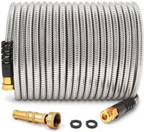 img 4 attached to 50FT 304 Stainless Steel Garden Hose - Heavy Duty Water Hose For RV, Outdoor Yard - Flexible & Kink-Proof Metal Hose
