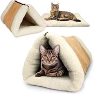 🐾 partysaving 2-pack pet palace 2-in-1 pet bed snooze tunnel and mat for cats, dogs, and kittens - travel and home use, apl1354, beige logo