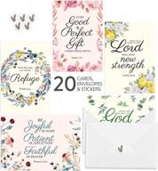 diversebee 20 inspirational christian greeting cards of encouragement with envelopes and stickers (5 floral designs), motivational religious bible verse scripture note cards assortment - 4 x 6 inches logo