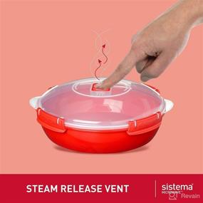 img 2 attached to Sistema Microwave Collection Round Dish, Red, 43.6 Ounce (Single Pack) - Improved SEO