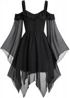 plus size gothic dress for women: twgone dark in love ruffle sleeves off shoulder midi dress logo