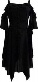 img 2 attached to Plus Size Gothic Dress For Women: TWGONE Dark In Love Ruffle Sleeves Off Shoulder Midi Dress