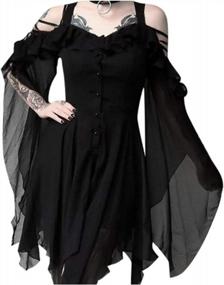 img 3 attached to Plus Size Gothic Dress For Women: TWGONE Dark In Love Ruffle Sleeves Off Shoulder Midi Dress