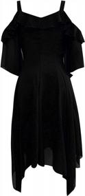 img 1 attached to Plus Size Gothic Dress For Women: TWGONE Dark In Love Ruffle Sleeves Off Shoulder Midi Dress