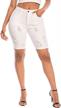 women's denim bermuda shorts - thunder star mid rise jeans with frayed raw hem logo