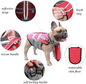 img 1 attached to 🐾 iChoue French Bulldog Life Jacket Dog Vest for Boating and Swimming - Frenchie Pug English Pitbull Boston Terrier (Large, Red)