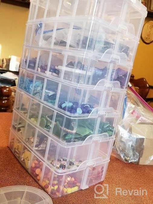 img 1 attached to Purple 7-Layer Stackable Storage Container With 70 Adjustable Compartments - Perfect For Kids Toys, Art Crafts & Jewelry! Mini Case & Letter Sticker Included review by Tommy Woods