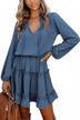 chic and comfortable fall dresses for women: lasuiveur's lantern style mini dress with v-neck and ruffled tiers logo