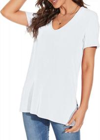img 3 attached to Stylish And Comfy Women'S V-Neck T-Shirt With Short Sleeve And Side Slit Design For A Casual Look