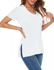 img 2 attached to Stylish And Comfy Women'S V-Neck T-Shirt With Short Sleeve And Side Slit Design For A Casual Look