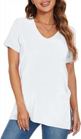 img 1 attached to Stylish And Comfy Women'S V-Neck T-Shirt With Short Sleeve And Side Slit Design For A Casual Look