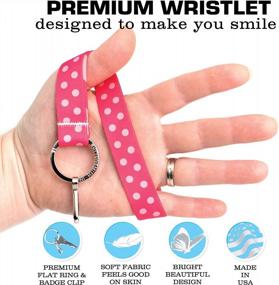 img 1 attached to Buttonsmith Pink Dots Wristlet Key Chain Lanyard - USA-Made Short Length With Flat Key Ring And Clip