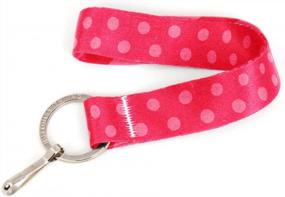 img 4 attached to Buttonsmith Pink Dots Wristlet Key Chain Lanyard - USA-Made Short Length With Flat Key Ring And Clip