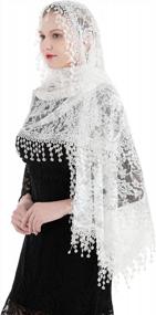 img 1 attached to Women'S Spanish Lace Wrap Mantilla Chapel Veil Head Covering Scarf Church Veil