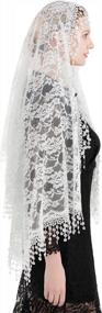 img 3 attached to Women'S Spanish Lace Wrap Mantilla Chapel Veil Head Covering Scarf Church Veil