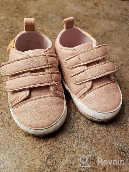 img 1 attached to PU Leather High Top Infant Sneakers With Soft Rubber Sole For Boys And Girls - Anti-Slip Toddler Shoes For Weddings, Uniforms, And Dress-Up By SOFMUO review by Christy Wood