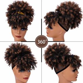 img 2 attached to # T30 Afro High Puff Hair Bun Drawstring Ponytail с челкой для чернокожих женщин