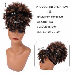 img 1 attached to # T30 Afro High Puff Hair Bun Drawstring Ponytail с челкой для чернокожих женщин