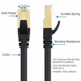 img 3 attached to Cat8 Ethernet Cable, Shielded For Outdoor&Indoor, 25FT Heavy Duty 26AWG Cat8 LAN Cable, Weatherproof, With Gold Plated RJ45 Connector, 40Gbps 2000Mhz High Speed For Router/Gaming/Xbox/IP Cam/Modem