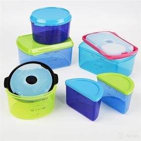 img 3 attached to 🥪 Fit & Fresh Kids' Reusable Lunch Box Container Set: 14-Piece Healthy Snack Kit with Built-In Ice Packs, BPA-Free & Microwave Safe