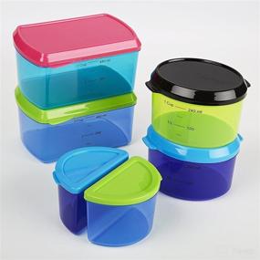 img 1 attached to 🥪 Fit & Fresh Kids' Reusable Lunch Box Container Set: 14-Piece Healthy Snack Kit with Built-In Ice Packs, BPA-Free & Microwave Safe