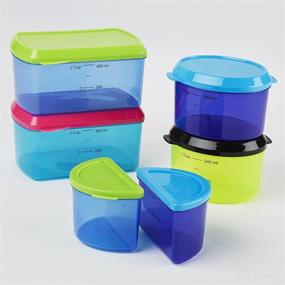 img 2 attached to 🥪 Fit & Fresh Kids' Reusable Lunch Box Container Set: 14-Piece Healthy Snack Kit with Built-In Ice Packs, BPA-Free & Microwave Safe