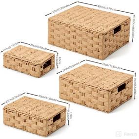 img 1 attached to 📦 Organize in Style with EZOWare Set of 4 Woven Stackable Storage Baskets - Beige