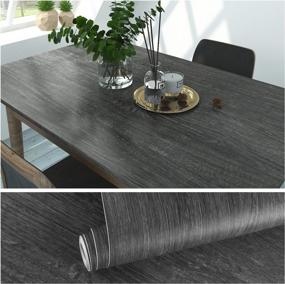 img 4 attached to VEELIKE 15.7''X354'' Grey Wood Contact Paper For Cabinets Countertops Waterproof Wood Grain Contact Paper Self Adhesive Vinyl Peel And Stick Wallpaper Removable For Kitchen Table Shelf Liners Doors