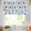 blue starfish and seashell rod pocket valances for bathroom and bedroom windows - oremila kitchen curtains valance, 54"x15", multicolor, 2 pack logo