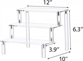 img 3 attached to Jusalpha 3 Tier Acrylic Riser Display Shelf For Amiibo Funko POP Figures, Cupcakes Stand, Food Display Stand, Cabinet, 3 Steps For Decoration And Organizer (2 Sets)