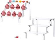 jusalpha 3 tier acrylic riser display shelf for amiibo funko pop figures, cupcakes stand, food display stand, cabinet, 3 steps for decoration and organizer (2 sets) логотип