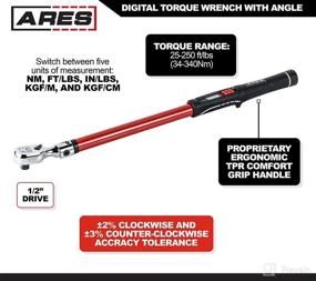 img 2 attached to Ares 43008 - 1/2-Inch Drive Flex Head Electronic Digital Torque and Torque Angle Wrench - 25-250 ft/lbs (34-340Nm) - +/- 2% Accuracy - Reversible Thumb Switch - Multi-Alert to Prevent Over-Torquing