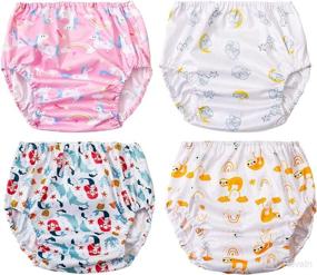 img 4 attached to 🩲 BISENKID Waterproof Plastic Swim Diaper Cover with Elastic Rubber Pants - Ideal Toddler Underwear Cover for Potty Training and Swimwear | Girl 2T