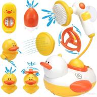 elovien bath toys for toddlers 1-3, baby shower head with spraying ducks and multiple nozzles, duck bath toys for kids ages 4-8, electric shower spray water toy for boys girls toddlers infants kids logo