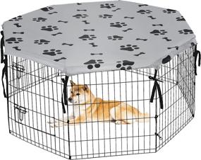 img 4 attached to Universal Pet Crate Cover for Indoor & Outdoor Use - KOOLTAIL Dog Playpen Cover Provides Sun/Rain Proof, Shade, and Security - Fits 24 Inches Pen with 8 Panels (Playpen Not Included)