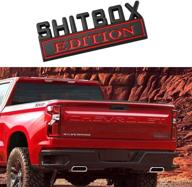 metal shitbox edition truck exterior emblems badge 3d sticker decal compatible with f150 f250 f350 silverado 1500 2500 3500(shitbox black and red) logo