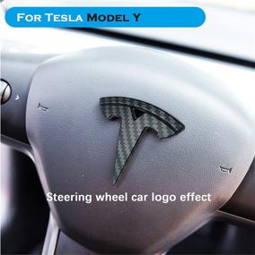 img 2 attached to YHCDSEA Model Y Steering Wheel/Front Trunk/Rear Trunk Logo Sticker Cover Emblem Badge Decals 3PCS/Set For Tesla Model Y Accessories (Matt Carbon Fiber Pattern)