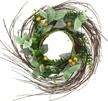 rustic country style artificial lambs ear, boxwood and twig wreath - full green year round wreath for indoor or outdoor use - 14-inch size from cvhomedeco logo