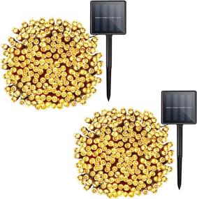 img 4 attached to 2 Pack Solar Christmas Decorations String Lights - 72Ft 200 LED 8 Modes Outdoor Fairy Waterproof Lights For Garden, Patio, Holiday & Xmas Tree Warm White