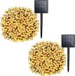 2 pack solar christmas decorations string lights - 72ft 200 led 8 modes outdoor fairy waterproof lights for garden, patio, holiday & xmas tree warm white logo