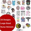 33-piece nurse sticker set for water bottles, laptops - perfect gift for nursing students, nurses & healthcare workers - reusable vinyl decals with no residue and waterproof logo