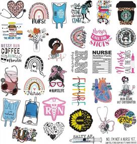 img 3 attached to 33-Piece Nurse Sticker Set For Water Bottles, Laptops - Perfect Gift For Nursing Students, Nurses & Healthcare Workers - Reusable Vinyl Decals With No Residue And Waterproof