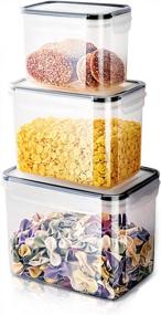 img 4 attached to Organize And Store With MDHAND Kitchen Plastic Food Containers - Airtight And Leak-Proof For Meal Prep And Leftovers, Microwave Safe And Reusable - 3 Pack With Lids Included