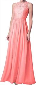 img 4 attached to Chiffon Lace Long Evening Gown Bridesmaid Dress By JAEDEN