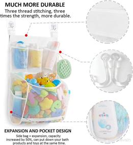 img 1 attached to 🛁 Ligereza Baby Bath Toy Organizer - Multiple Hanging Options, Extra Large Capacity &amp; Wide Opening, Bathroom Toy Holder with 5 Side Pockets (Large White)