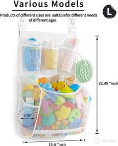 img 3 attached to 🛁 Ligereza Baby Bath Toy Organizer - Multiple Hanging Options, Extra Large Capacity &amp; Wide Opening, Bathroom Toy Holder with 5 Side Pockets (Large White)